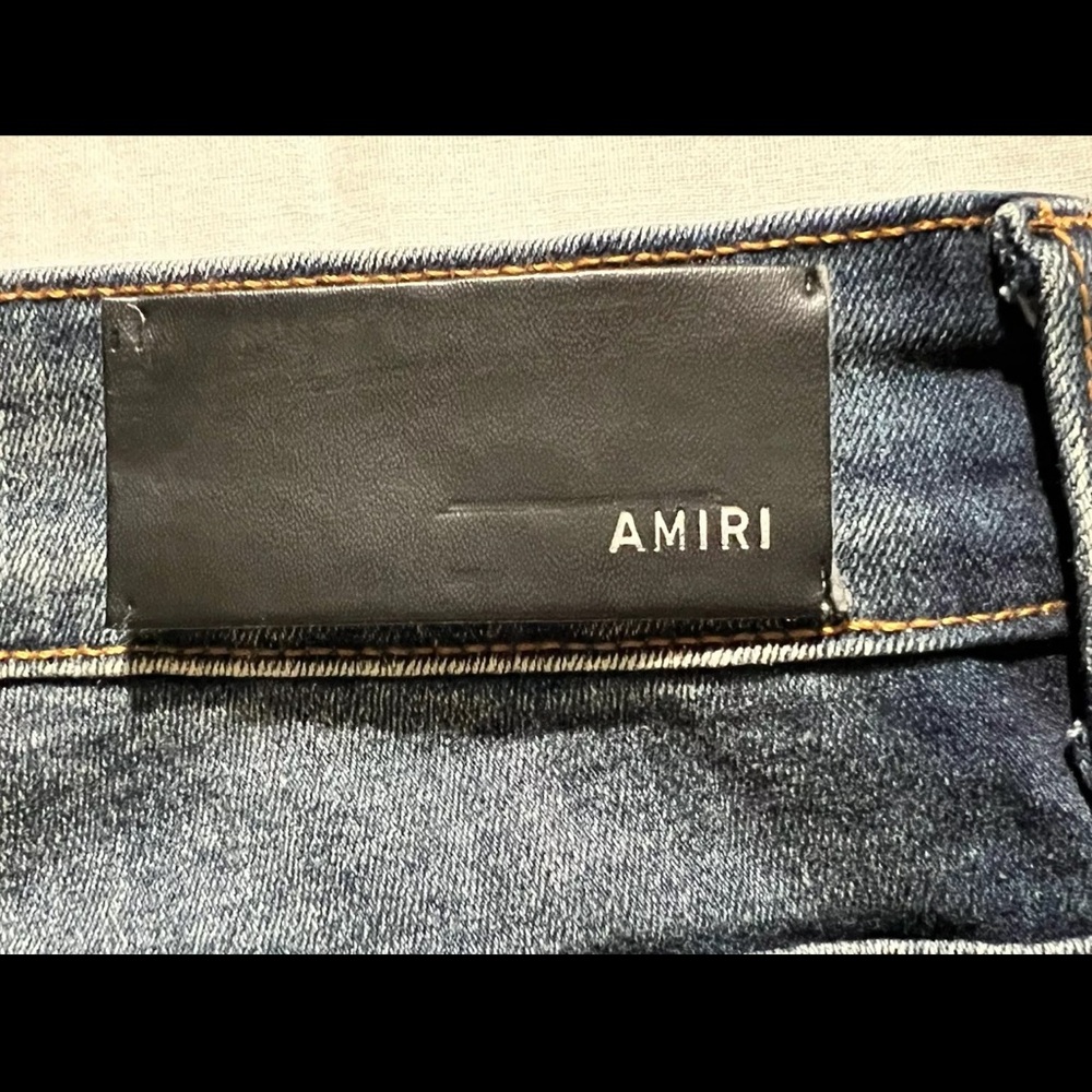 AMIRI Blue Skinny Distressed Jeans - Picture 9 of 10
